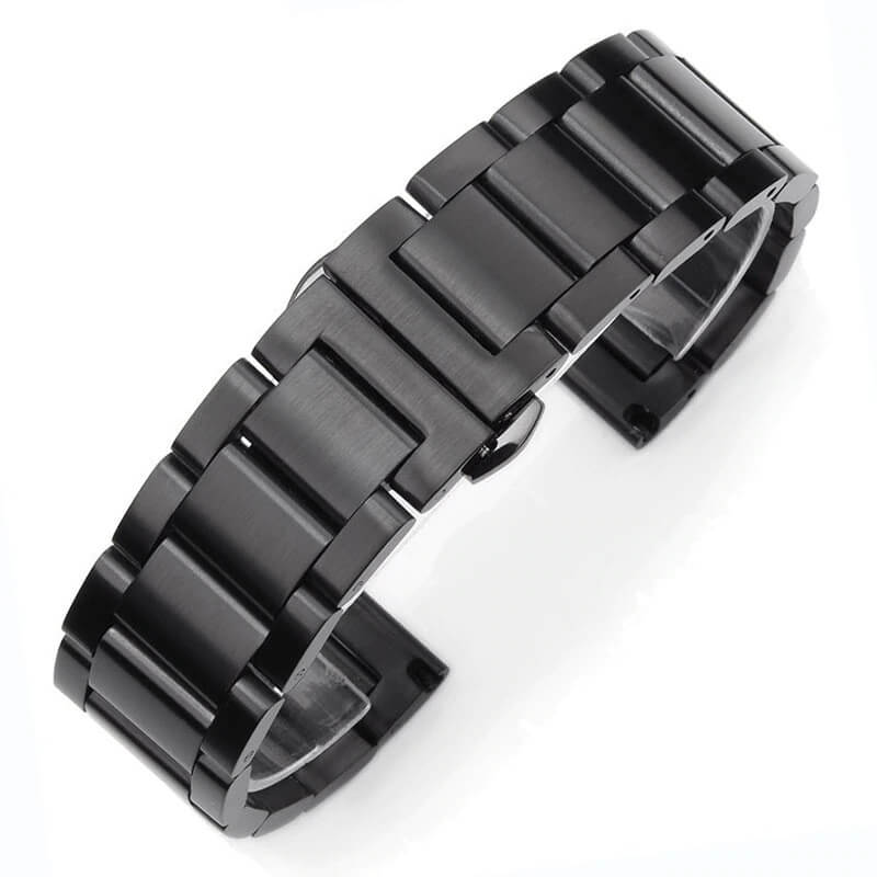 bracelet montre acier noir 22mm