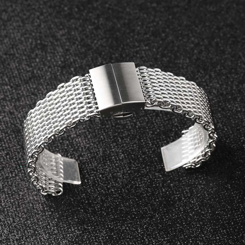 Bracelet montre Milanaise avec boucle Papillon en Acier Inox